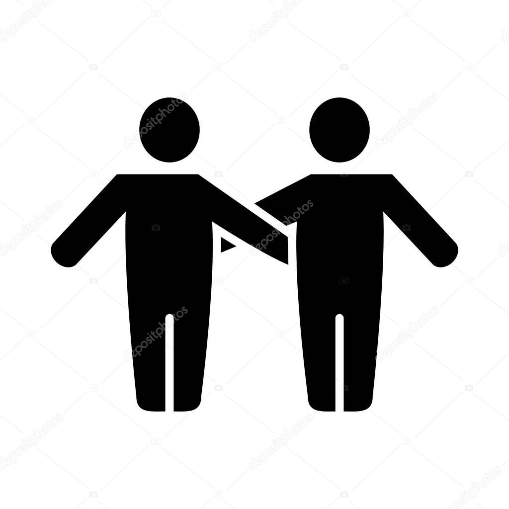 inclusion concept, pictogram couple of men icon, silhouette style