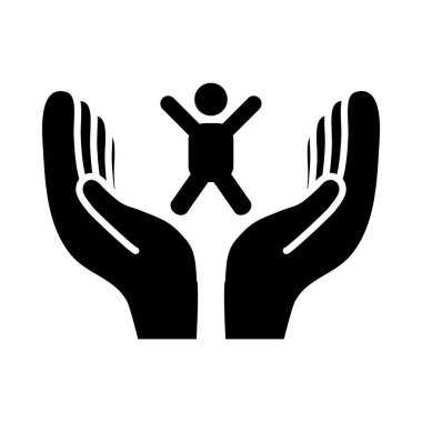 pictogram adam atlama ve iki el, siluet tarzı