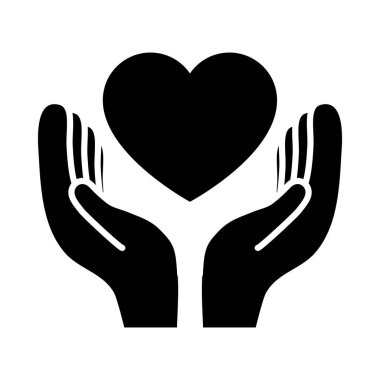 Kalp ikonu ile açık eller, siluet tarzı