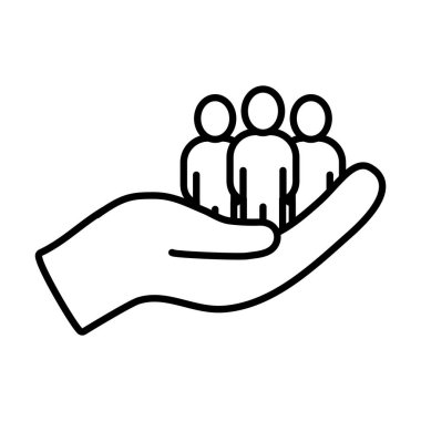 pictogram insanları bir el simgesi üzerinde duruyor, satır biçimi