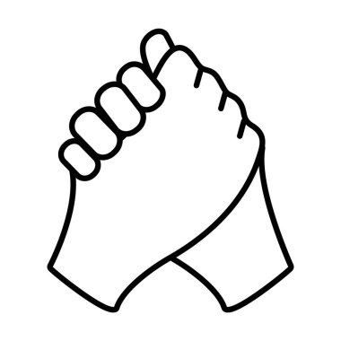 Birbirini tutan iki el çizgi simgesi, çizgi stili
