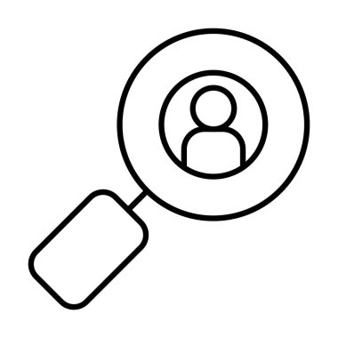 Avatar adam simgesiyle büyüteç, çizgi biçimi