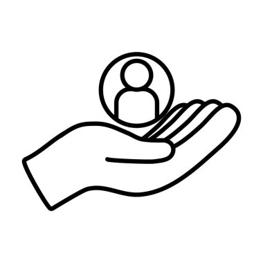 Avatar adam ve el simgesi, çizgi biçimi