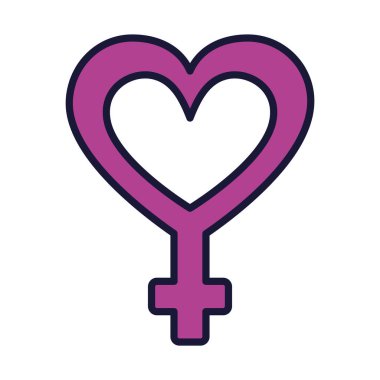 kadın cinsiyet sembolü kalp şekli, çizgi ve dolgu stili