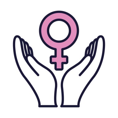 Kadın cinsiyet simgesi simgesi, satır ve doldurma biçimi ile elleri açın