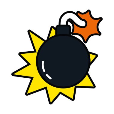 pop sanat öğeleri, bomba ve patlama simgesi, satır ve doldurma biçimi