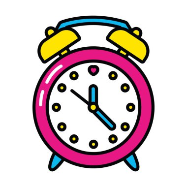 pop sanat unsurları, alarmlı saat simgesi, satır ve doldurma biçimi