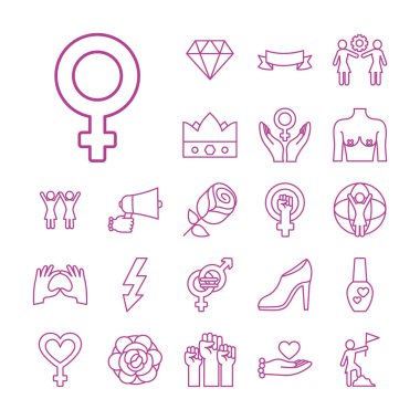 Eller ve feminizm ikonu seti, satır biçimi
