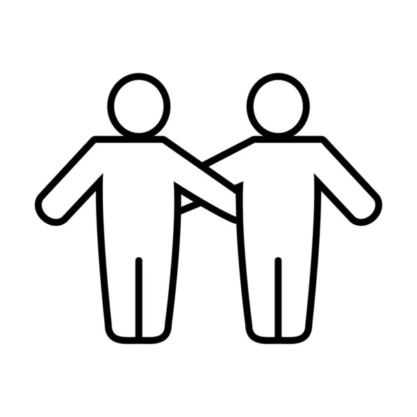 Inclusie concept, pictogram paar mannen pictogram, lijn stijl — Stockvector