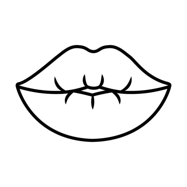 Concept d'éléments pop art, icône de la bouche féminine, style ligne — Image vectorielle