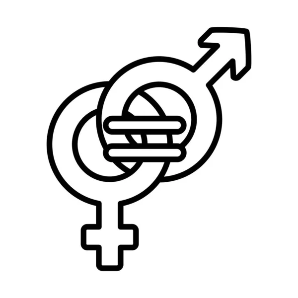 Concept de féminisme, symbole d'égalité des symboles de genre féminin et masculin, style ligne — Image vectorielle