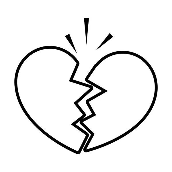 Popkonst element koncept, krossat hjärta ikon, linje stil — Stock vektor