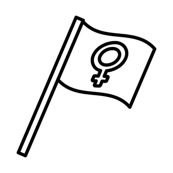 Feminismus-Konzept, Flagge mit weiblichem Gender-Symbol, Linienstil — Stockvektor