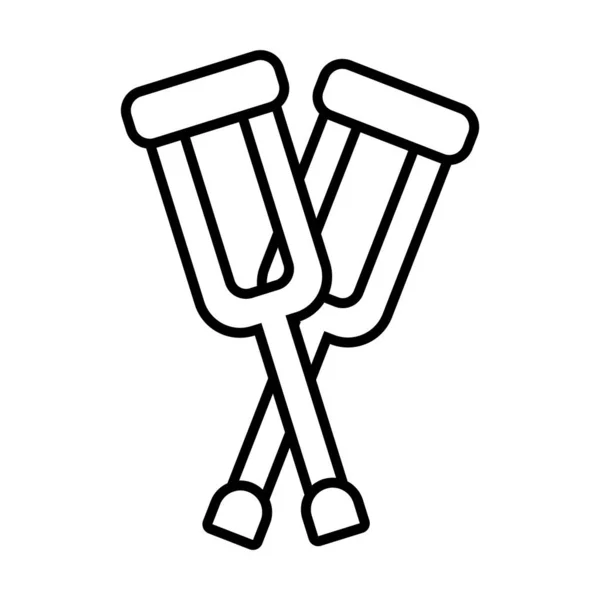 Crossed crutches icon, line style — Stock Vector