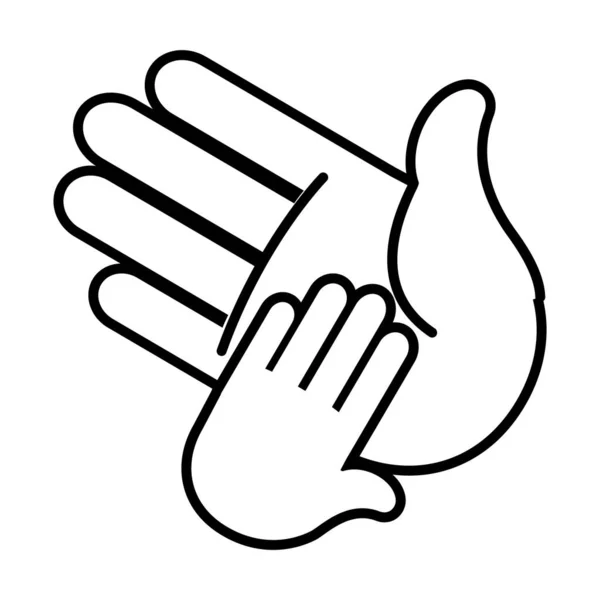 Grote hand en kleine hand aanraken, lijn stijl — Stockvector