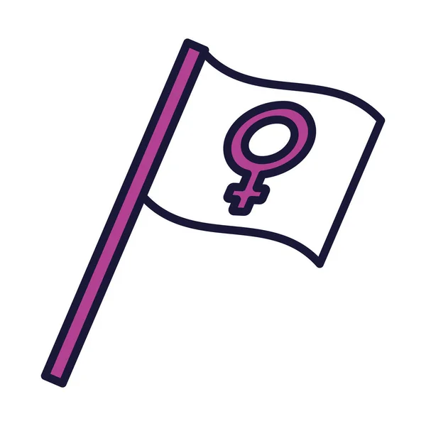 女性主义概念，带有女性符号图标、线条和填充风格的旗帜 — 图库矢量图片