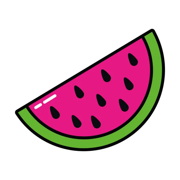 Pop-Art-Elemente, Wassermelonenfrucht-Symbol, Linie und Füllstil — Stockvektor