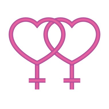 cinsel yönelim kavramı, kalpler lezbiyen sembolü, neon tarzı