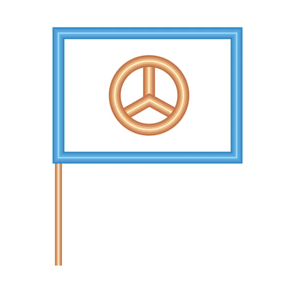 Bandiera con icona simbolo di pace, stile neon — Vettoriale Stock