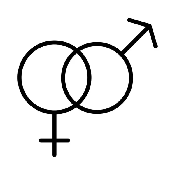 异性恋符号图标,线条风格 — 图库矢量图片