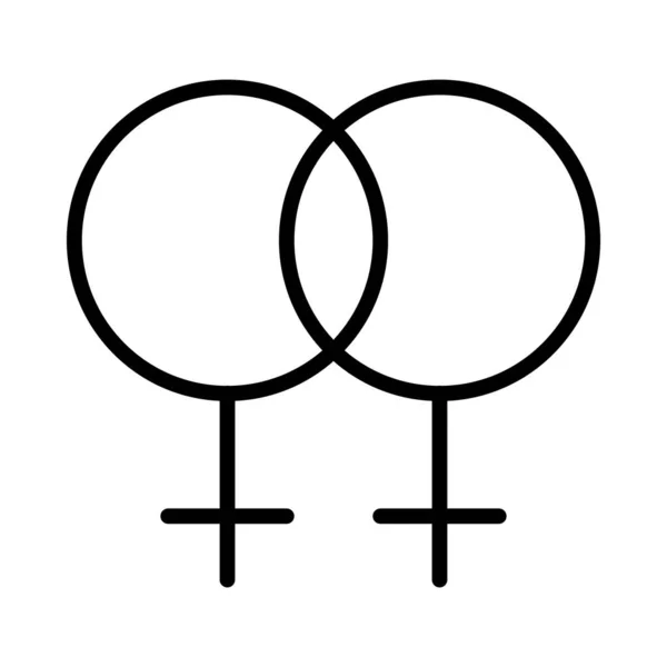 性取向概念，女同性恋符号图标，线条风格 — 图库矢量图片