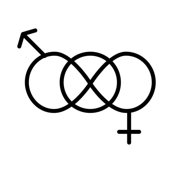Koncepce sexuální orientace, ikona polyamorského symbolu, styl čáry — Stockový vektor