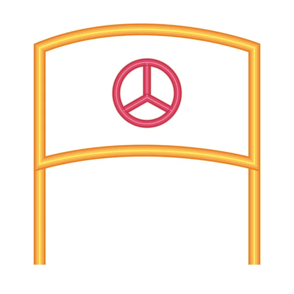Segno bandiera con icona simbolo di pace, stile neon — Vettoriale Stock