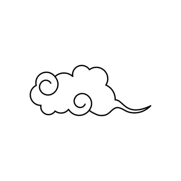 Oriental nube icono, estilo de línea — Archivo Imágenes Vectoriales