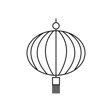 Sonbahar ortası konsepti, Çin lambası ikonu, çizgi tarzı