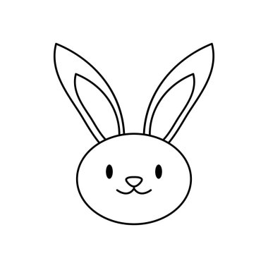 Sevimli tavşan kafası simgesi, çizgi stili