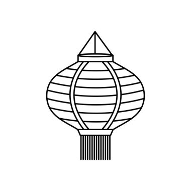 Sonbahar ortası konsepti, Çin lambası ikonu, çizgi tarzı
