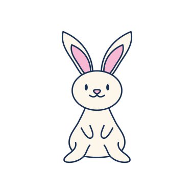 çizgi film sevimli tavşan ikonu, çizgi doldurma tarzı