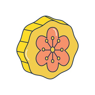 Sonbahar ortası konsepti, ay çöreği ikonu, satır doldurma tarzı