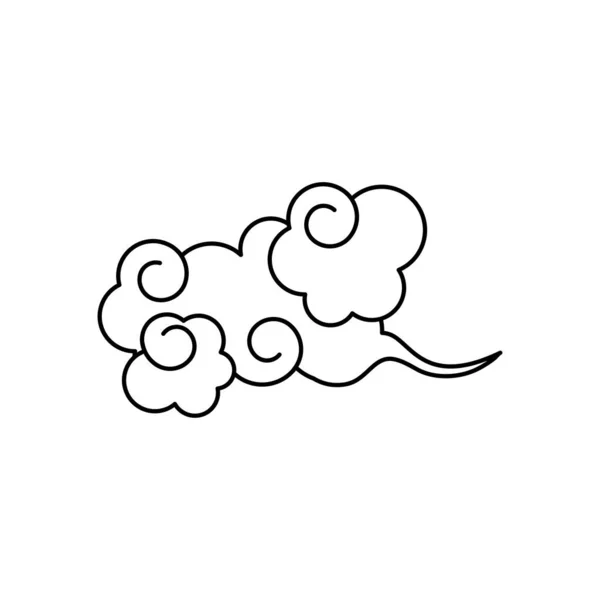 Icono de la nube oriental, estilo de línea — Archivo Imágenes Vectoriales