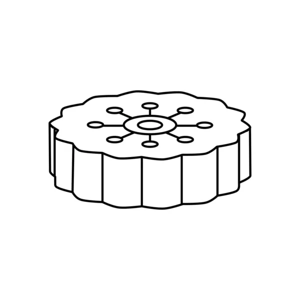 东方月饼图标,线条风格 — 图库矢量图片