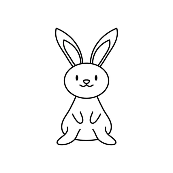 Cartoon niedliche Kaninchen Symbol, Linie Stil — Stockvektor
