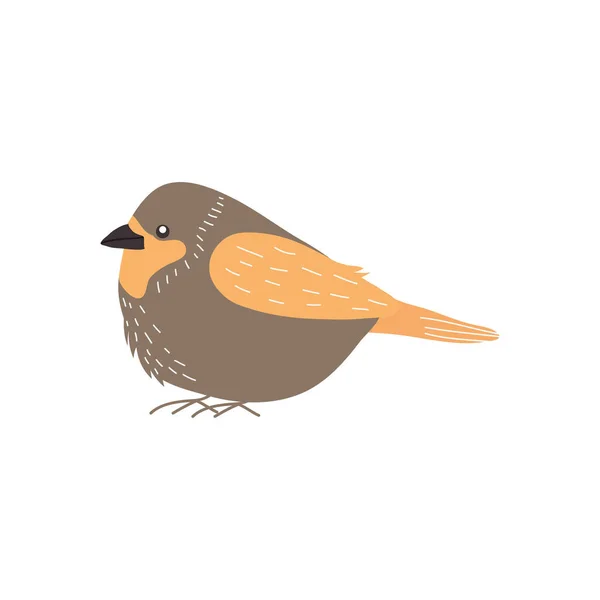 Icono de pájaro de dibujos animados robin, estilo plano — Vector de stock