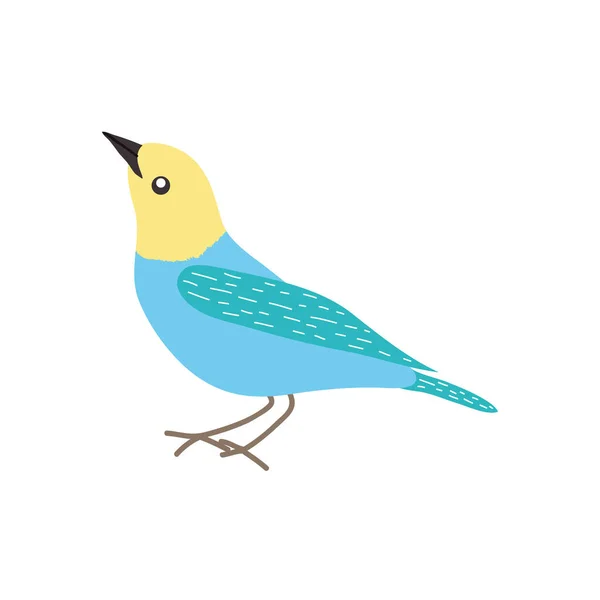 Icono de pájaro azul y amarillo, estilo plano — Vector de stock