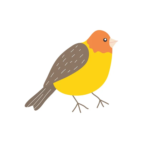 Icono de pájaro pinzón de dibujos animados, estilo plano — Vector de stock