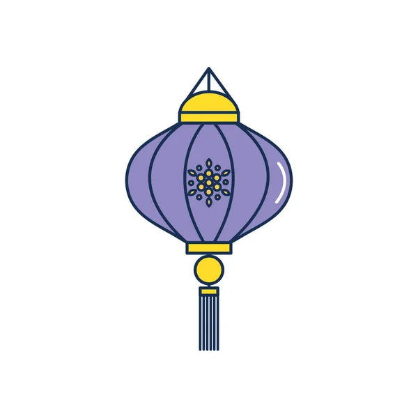 Concept de mi-automne, lanterne chinoise avec ornement décoratif, ligne de remplissage style — Image vectorielle