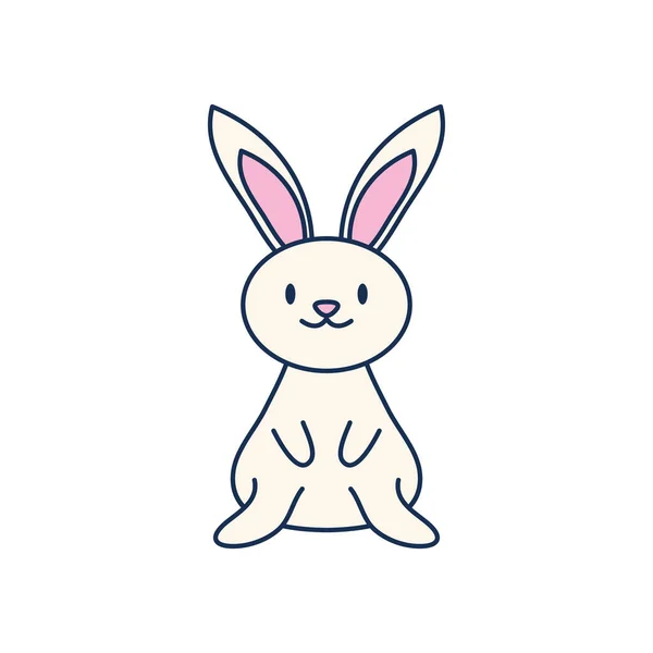 Cartoon cute rabbit icon, line fill style — Stock Vector