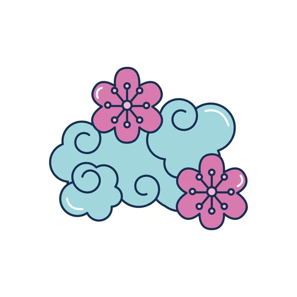 아름다운 꽃이 피어 있는 동녘의 구름 — 스톡 벡터