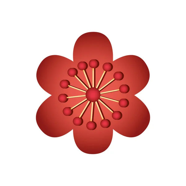 Chinese bloem icoon, gedetailleerde stijl — Stockvector