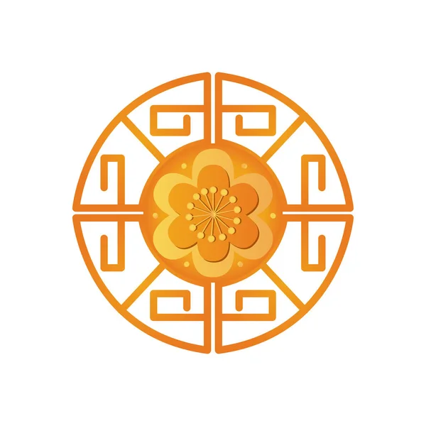 Icono de encanto floral chino, estilo detallado — Vector de stock