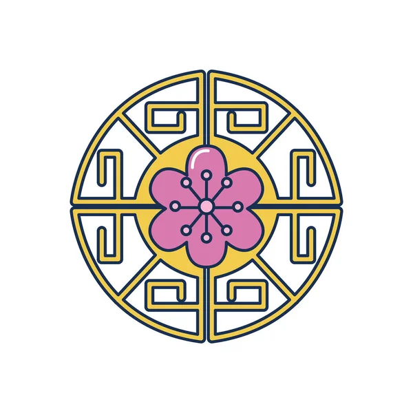 Sonbahar ortası konsepti, Çince çiçek ikonu, çizgi doldurma stili