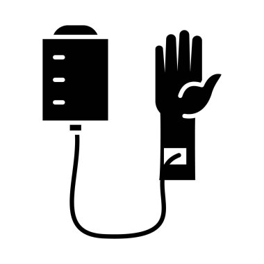 IV torba simgesi ile el, siluet biçimi