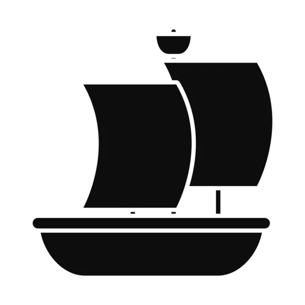 Old sailing boat icon, silhouette style — Stock Vector