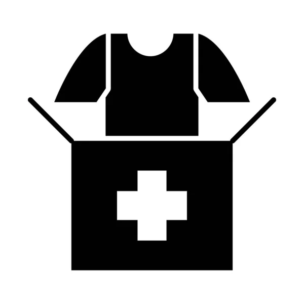 Bağış kutusu ve tişört simgesi, siluet biçimi — Stok Vektör