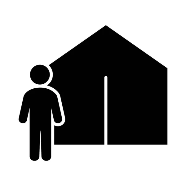 Tienda de campaña y pictograma hombre icono, estilo silueta — Vector de stock