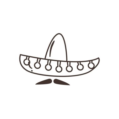 Bıyıksız Meksika şapkası. Biçimsiz biçim çizgisi vektör tasarımı.